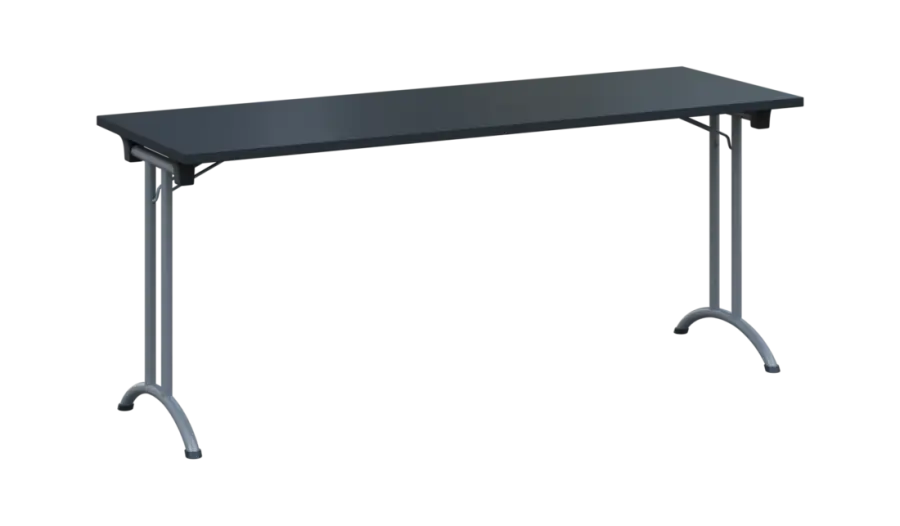 SLA 180 lak skládací jednací stůl 1800x600, deska 25 mm, podnož stříbrný lak, deska antracit